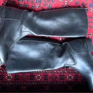 Duo Black Leather Knee-High Boots